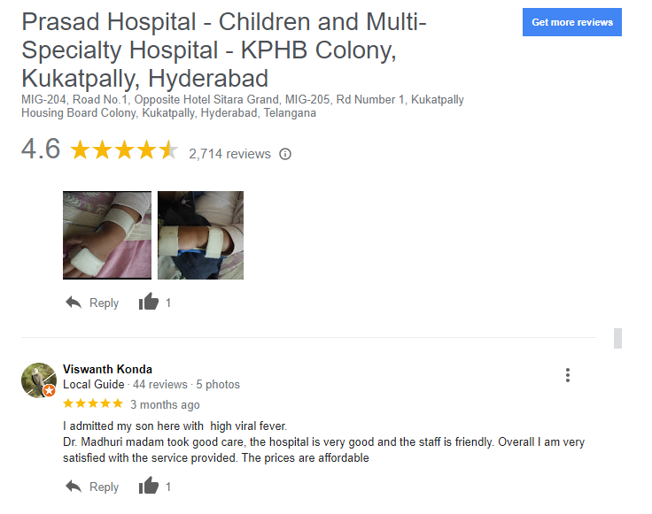 best pediatrician kphb colony-Dr. Madhuri Kolli - reviews - Prasad Hospital